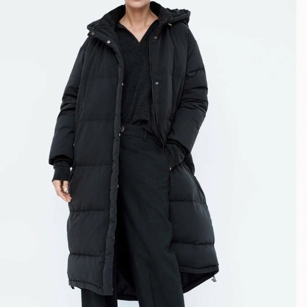 ZARA 100% DOWN FEATHER OVERSIZED HOODED PUFFER PARKA COAT
